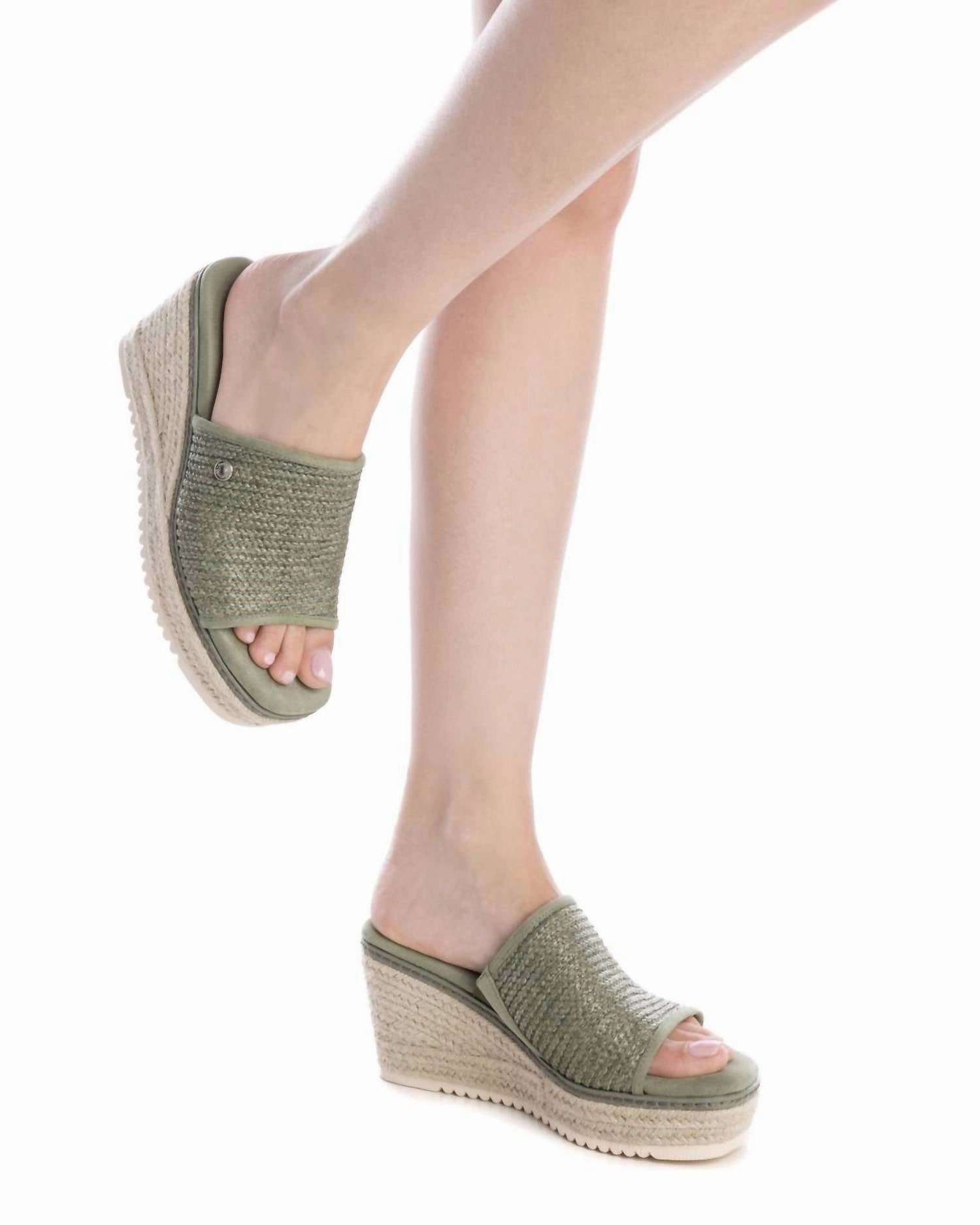 Women's Wedge Sandals In Dark Green