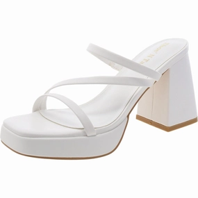 Womens Faux Leather Open Toe Block Heel
