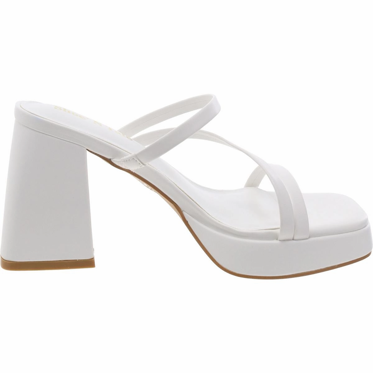 Womens Faux Leather Open Toe Block Heel