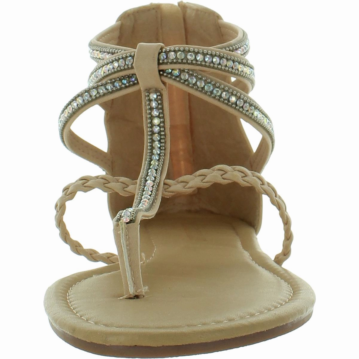 Womens Faux Leather Rhinestones Gladiator Sandals