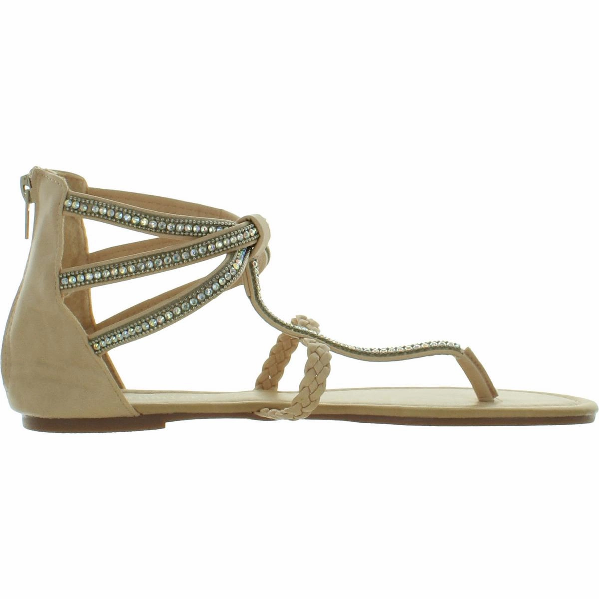 Womens Faux Leather Rhinestones Gladiator Sandals