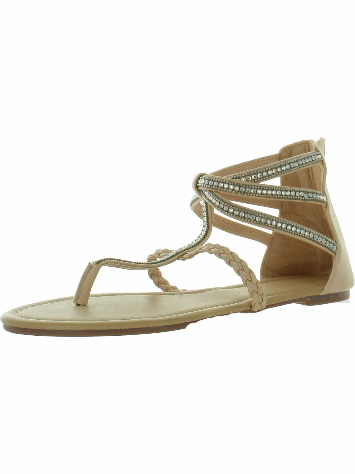 Womens Faux Leather Rhinestones Gladiator Sandals