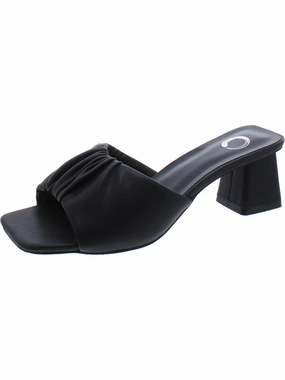 Womens Faux Leather Slip on Block Heel