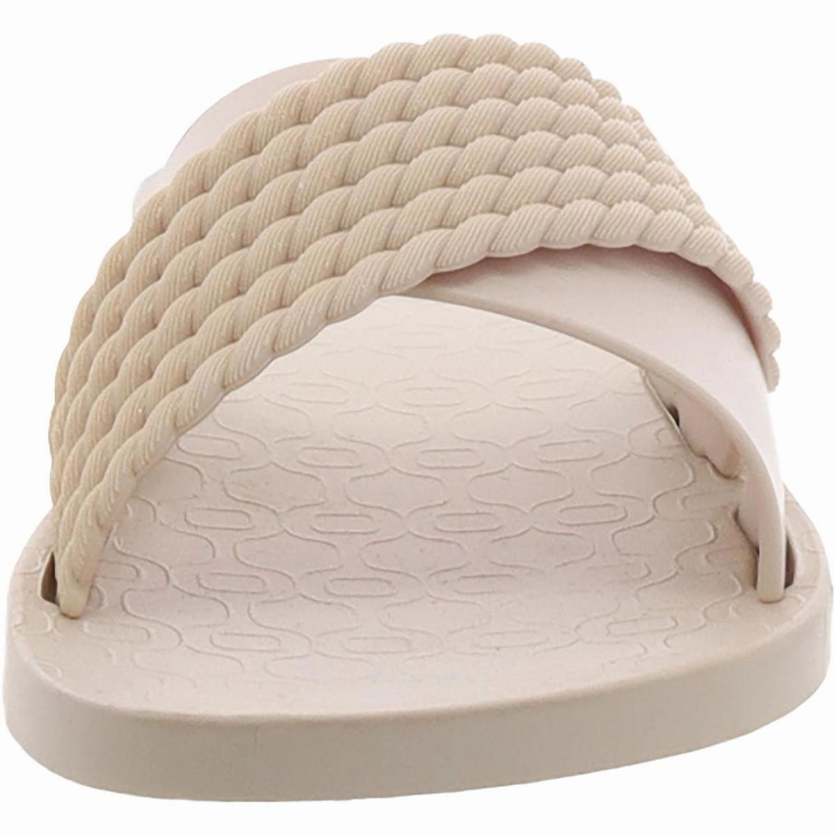 Womens Faux Leather Slip On Slide Sandals