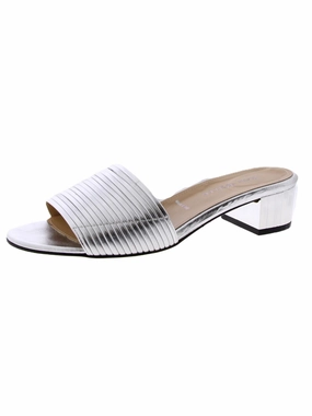 Womens Leather Slip On Mule Sandals
