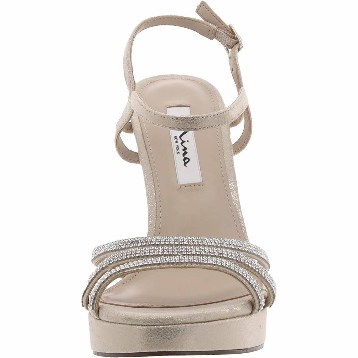 Womens Metallic Open toe Block Heel