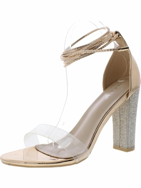 Womens Metallic Rhinestone Heels