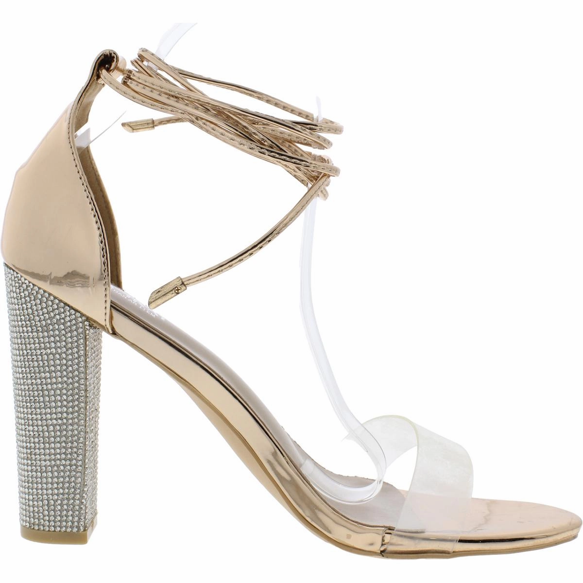 Womens Metallic Rhinestone Heels