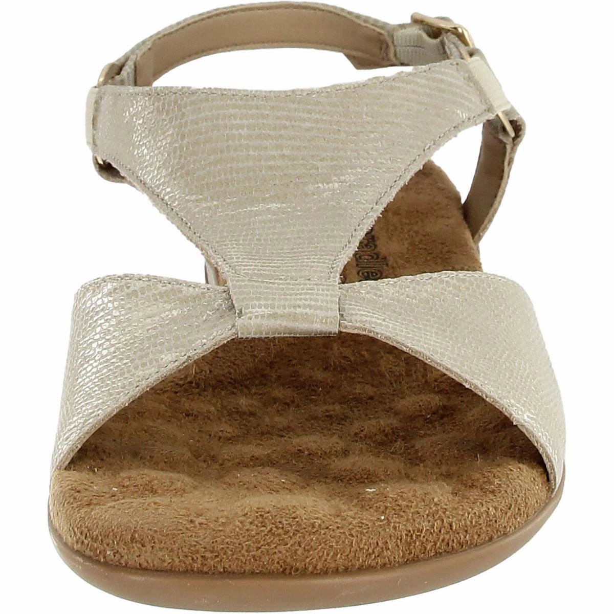 Womens Shimmer Suede T-Strap Sandals