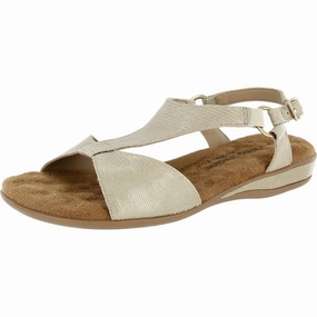 Womens Shimmer Suede T-Strap Sandals