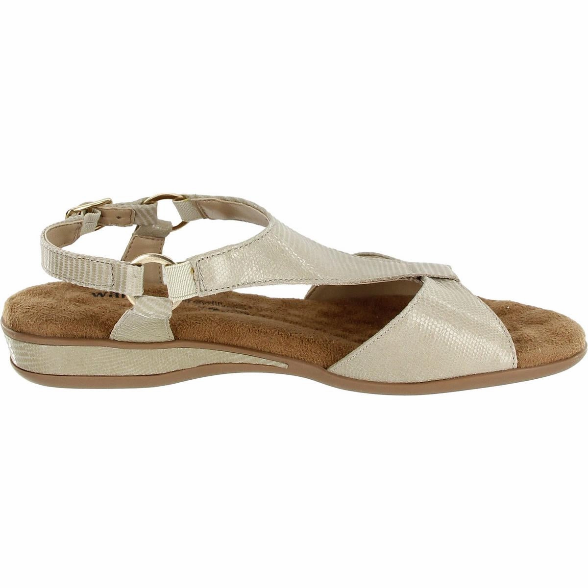 Womens Shimmer Suede T-Strap Sandals