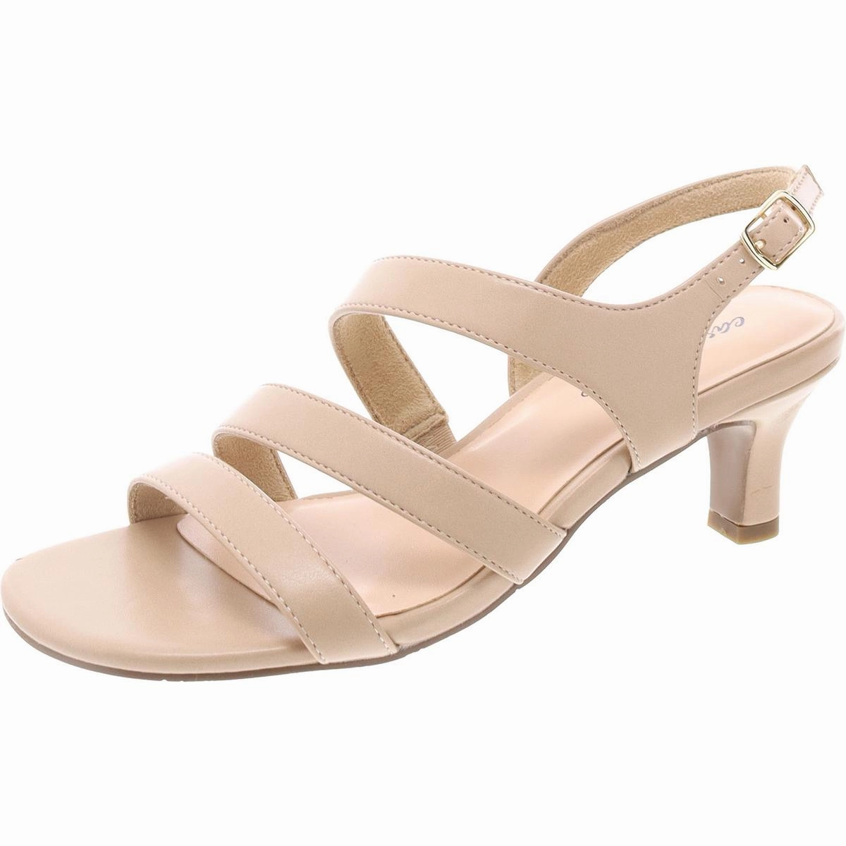 Womens Strappy Faux Leather Slingback Sandals